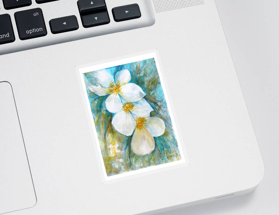 White Flower Sticker featuring the painting Jasmine by Jasna Dragun