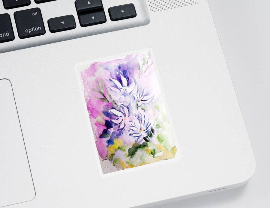 Floral Sticker featuring the painting Jasmines by Asha Sudhaker Shenoy