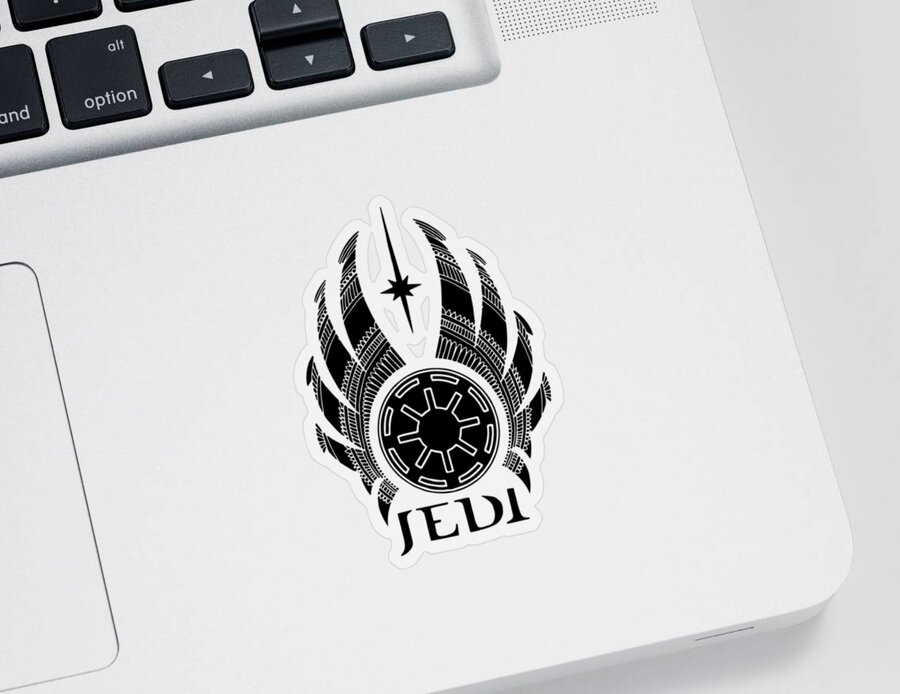 Jedi Sticker featuring the mixed media Jedi Symbol - Star Wars Art, Teal by Studio Grafiikka