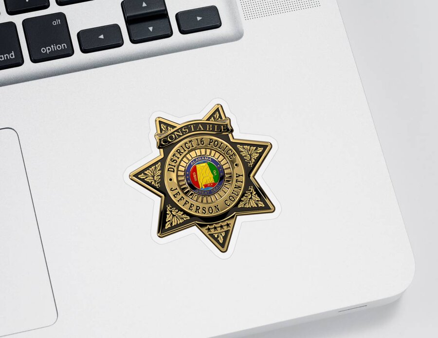 �law Enforcement Insignia & Heraldry� Collection By Serge Averbukh Sticker featuring the digital art Jefferson County Sheriff's Department - Constable Badge over Blue Velvet by Serge Averbukh