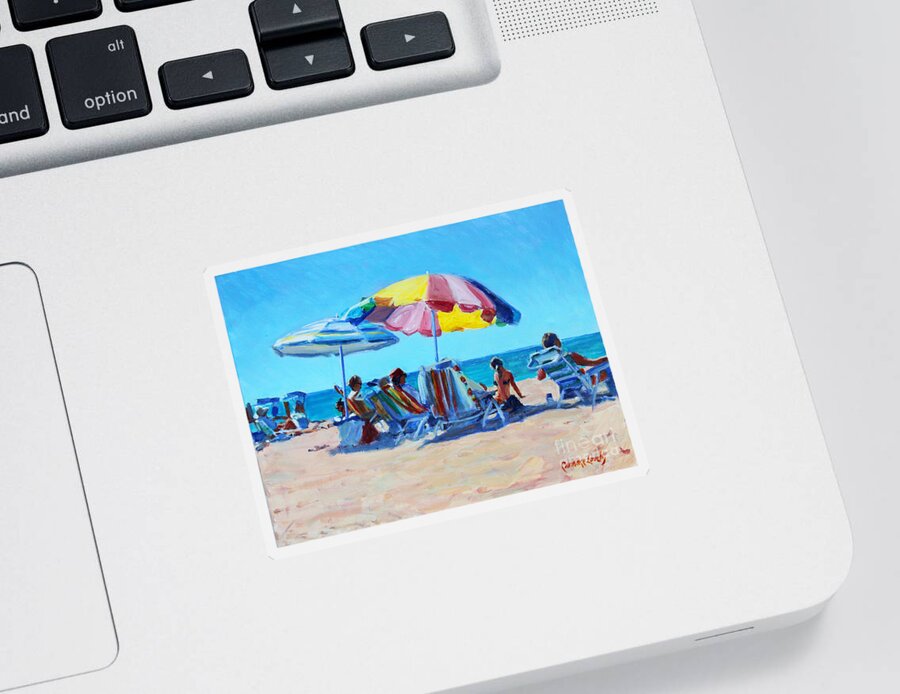 Nantucket Sticker featuring the painting Jetties Beach by Candace Lovely