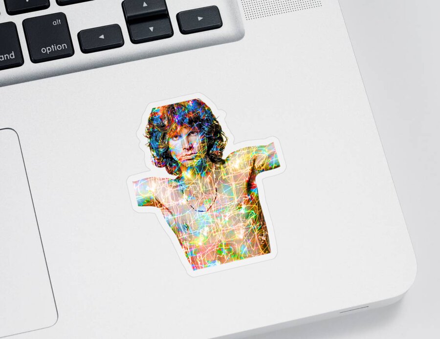 Jim Morrison Sticker featuring the digital art Jim Morrison The Doors by Mal Bray