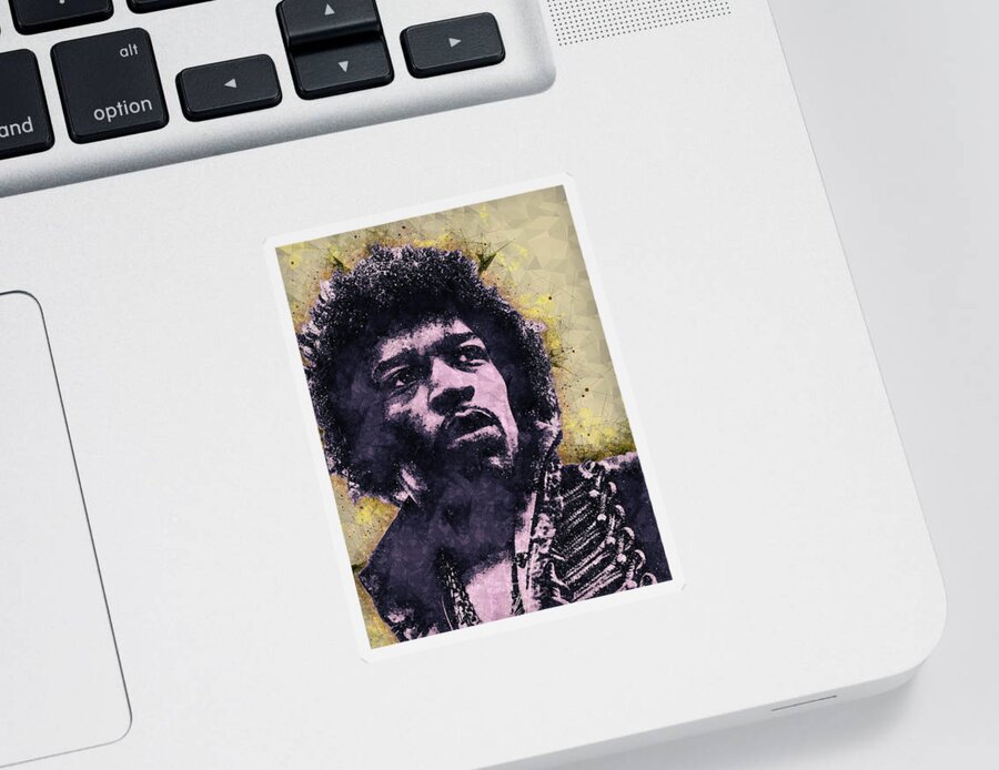 Jimi Hendrix Sticker featuring the mixed media Jimi Hendrix Illustration by Studio Grafiikka