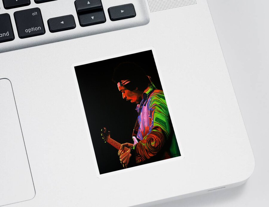 Jimi Hendrix Sticker featuring the painting Jimi Hendrix 4 by Paul Meijering