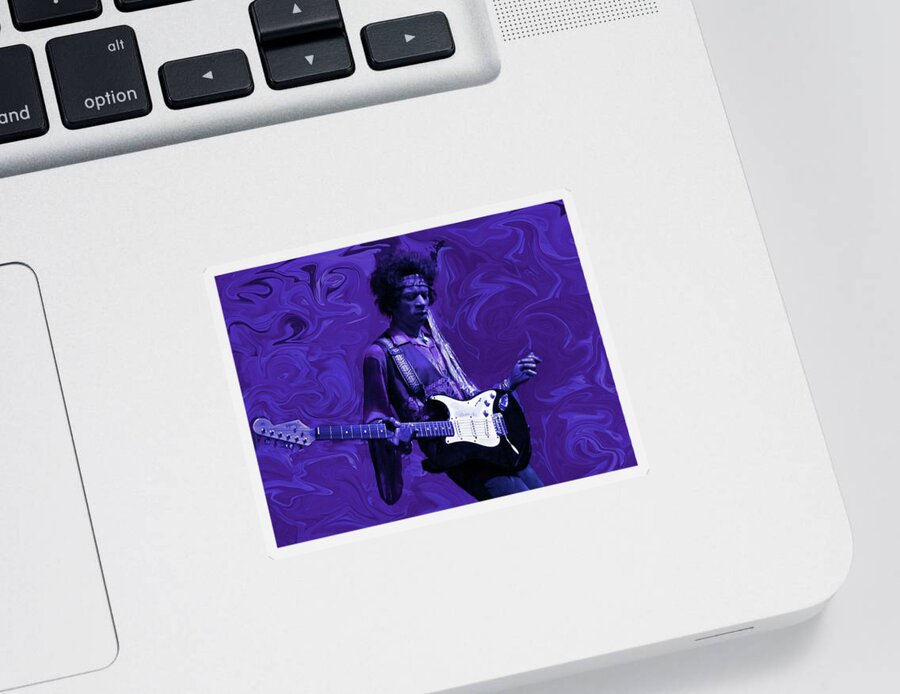 Jimi Hendrix Sticker featuring the photograph Jimi Hendrix Purple Haze by David Dehner