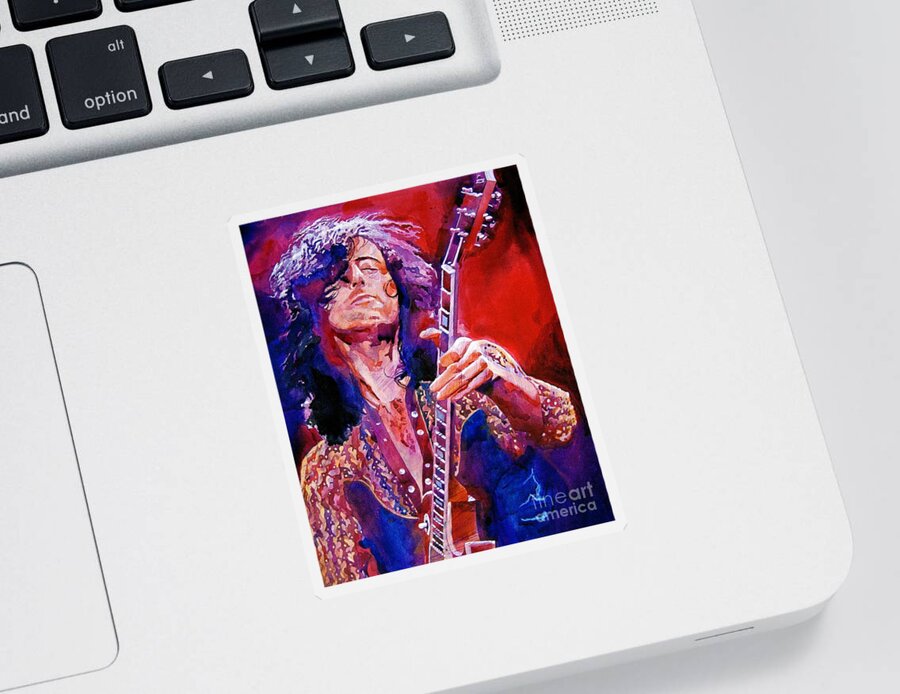 Jimmy Page Sticker featuring the painting Jimmy Page by David Lloyd Glover