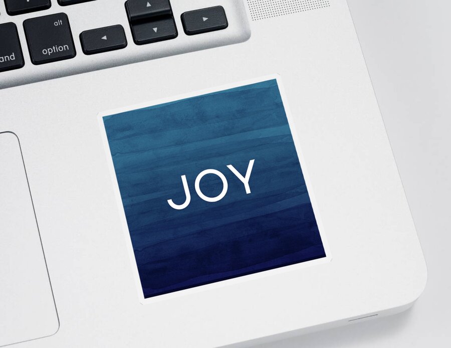 Joy Sticker featuring the mixed media Joy Blue- Art by Linda Woods by Linda Woods