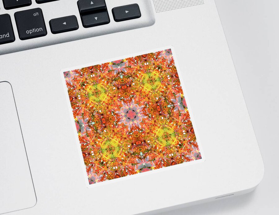 Kaleidoscope Sticker featuring the digital art Liquidambar Red by Frans Blok