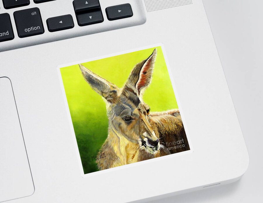 Macropus Sticker featuring the painting Kangeroo by Marilyn McNish