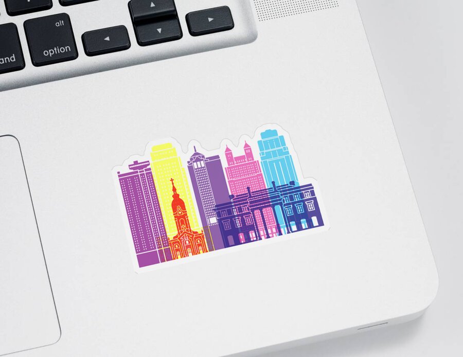 Kansas City Sticker featuring the painting Kansas City_V2 skyline pop by Pablo Romero