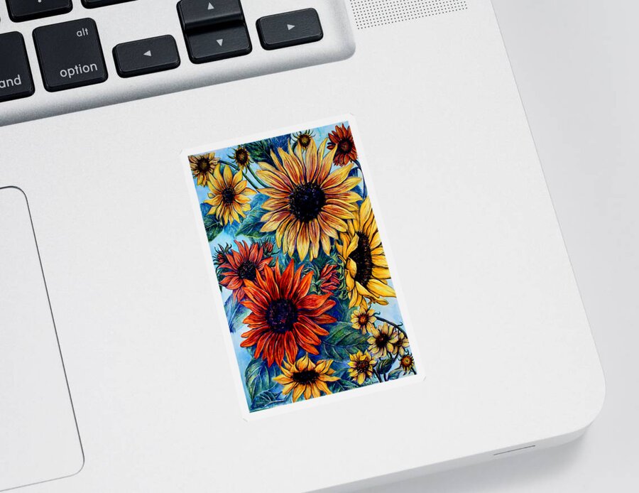 Florals Sticker featuring the painting Kathleen's Sunflowers by Trish Taylor Ponappa