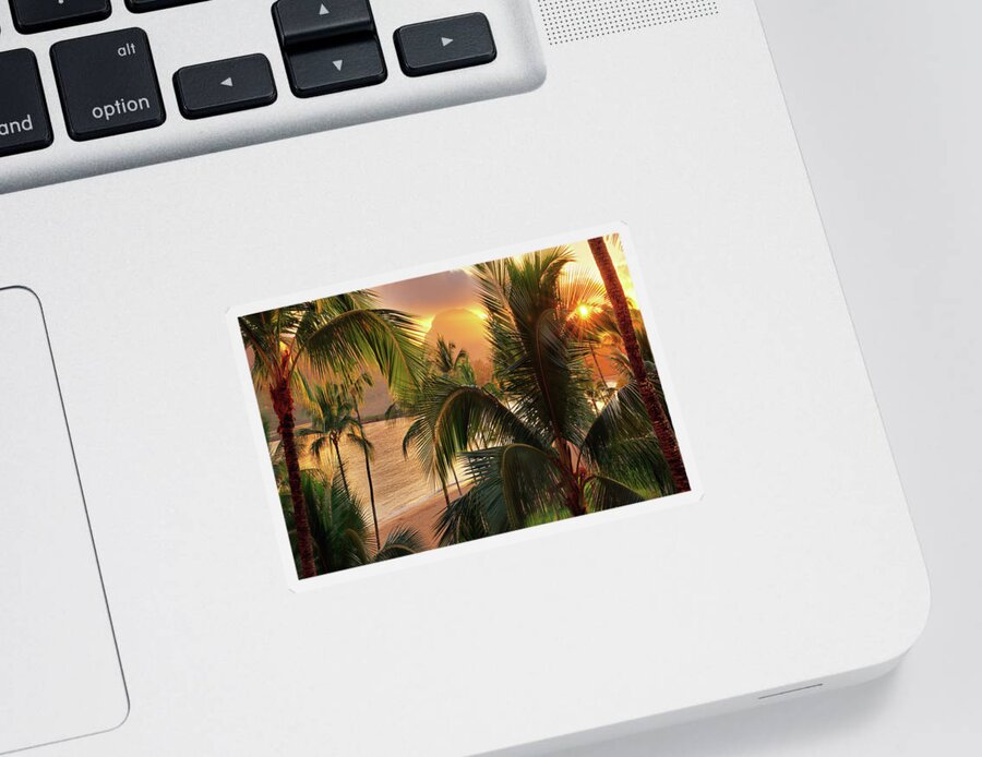 Olena Art Sticker featuring the photograph A tropical paradise in the middle of the Pacific Ocean Kauai, Hawaii by OLena Art