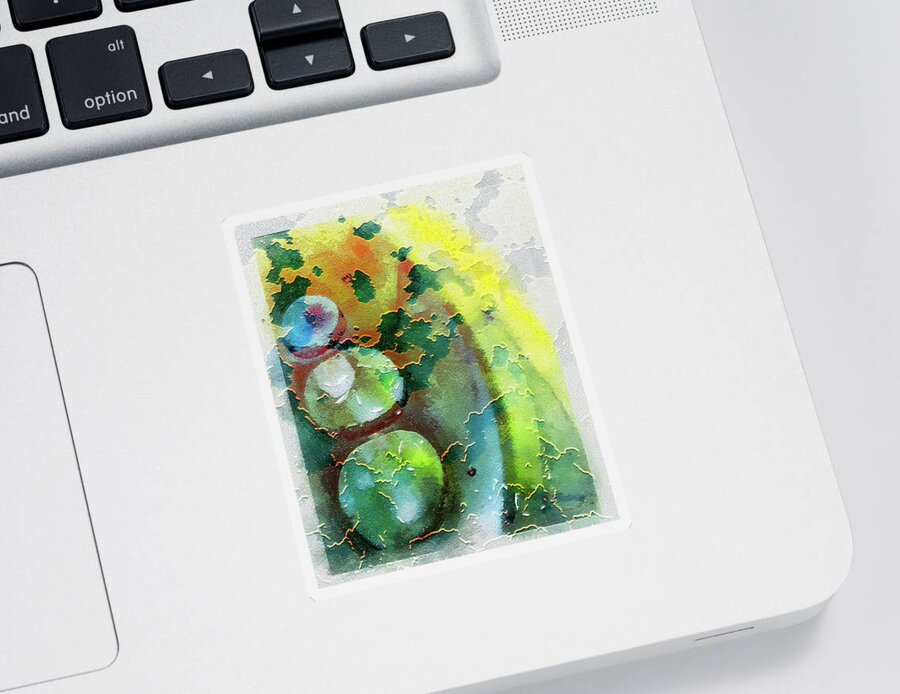 Abstract Sticker featuring the digital art Kernodle on the Half Shell by Bellesouth Studio