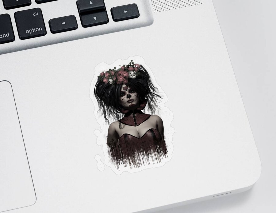 La Catrina Sticker featuring the digital art La Catrina by Shanina Conway