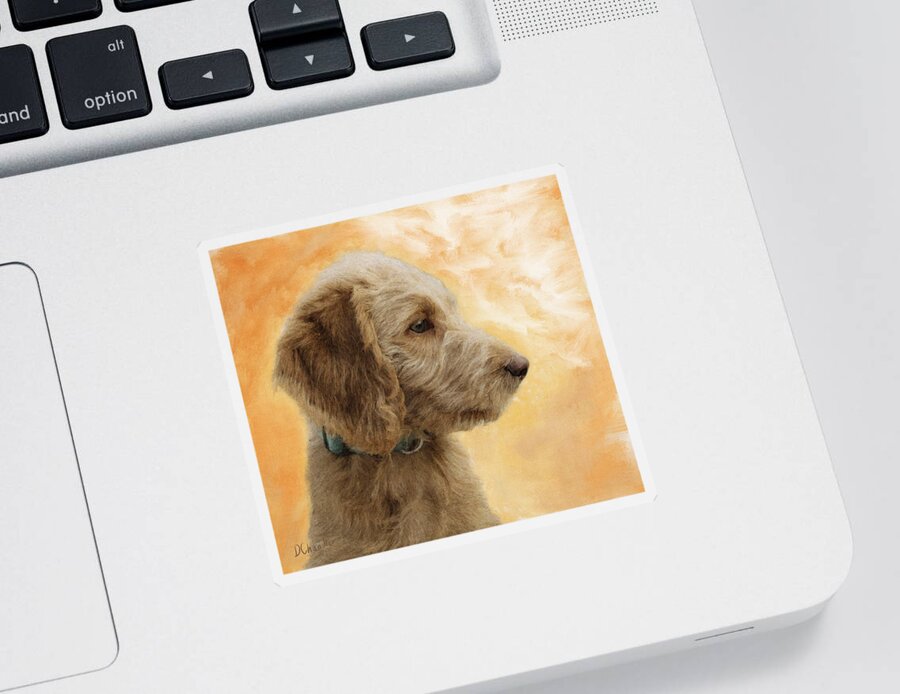 Puppy Sticker featuring the painting Labradoodle Puppy by Diane Chandler