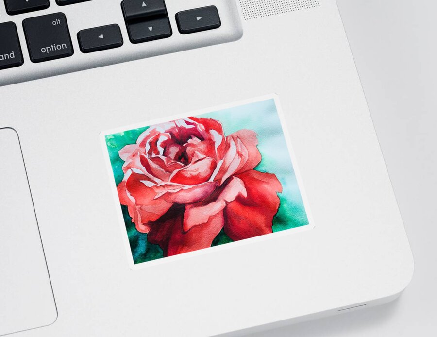 Rose Sticker featuring the painting Lady in Red by Sonia Mocnik