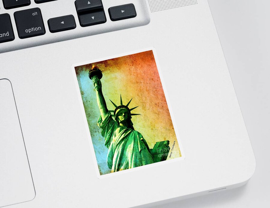 Statue Of Liberty Sticker featuring the painting Lady Liberty by Denise Tomasura
