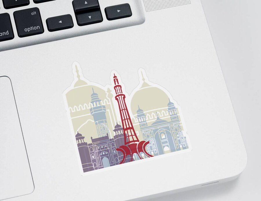 Lahore Sticker featuring the painting Lahore skyline poster by Pablo Romero
