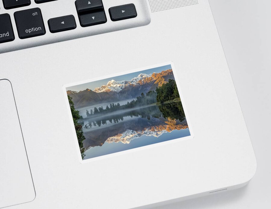 Zealand Sticker featuring the photograph Lake Matheson reflection 2 by Martin Capek