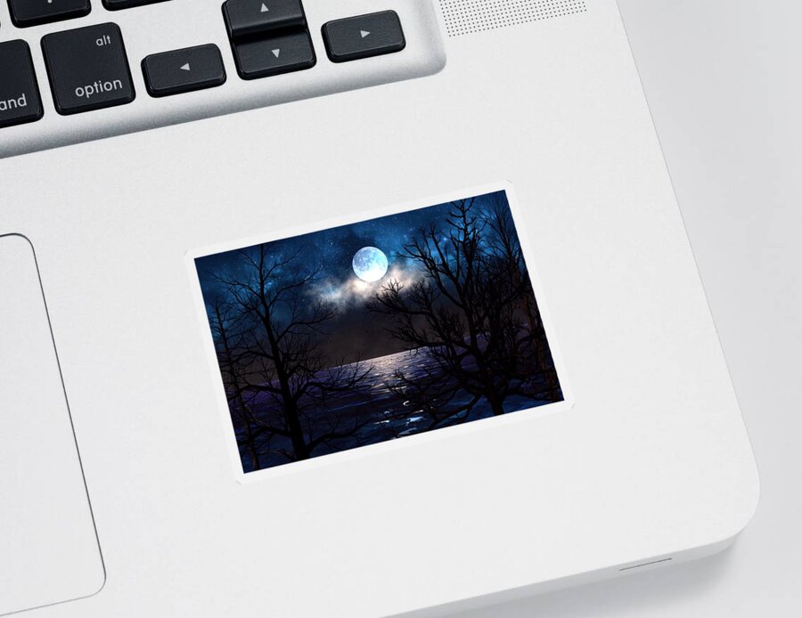  Sticker featuring the painting Lake Midnight by Mark Taylor