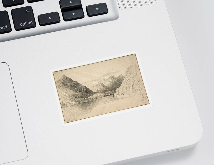 Clarkson Frederick Stanfield Sticker featuring the drawing Lake of Thun looking North by Clarkson Frederick Stanfield
