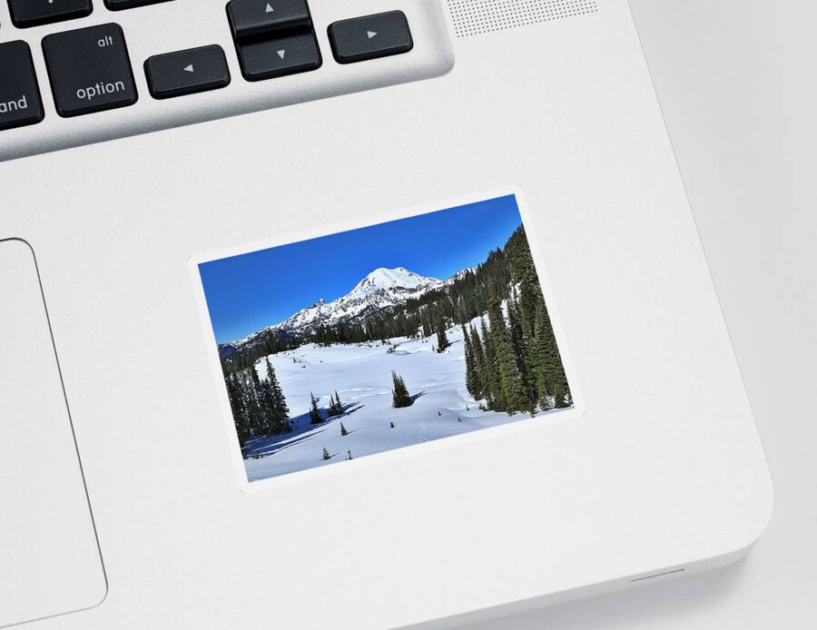 Lake Tipsoo In Winter Sticker featuring the photograph Lake Tipsoo in winter by Lynn Hopwood