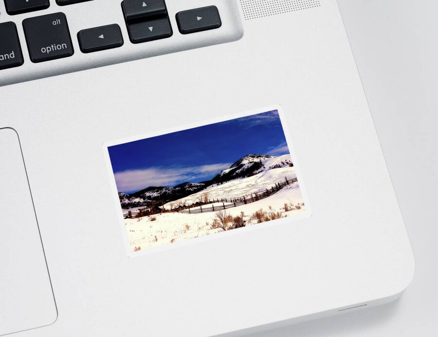 Yellowstone Sticker featuring the photograph Lamar Ranger Station In Winter - Yellowstone by Mountain Dreams