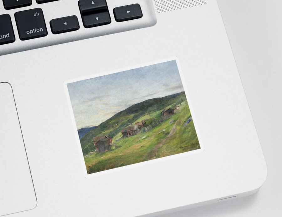 19th Century Art Sticker featuring the painting Landscape, Eggedal by Harriet Backer