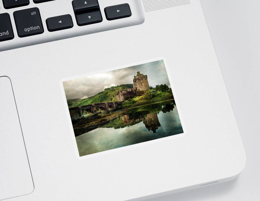Landscape Sticker featuring the photograph Landscape with an old castle by Jaroslaw Blaminsky
