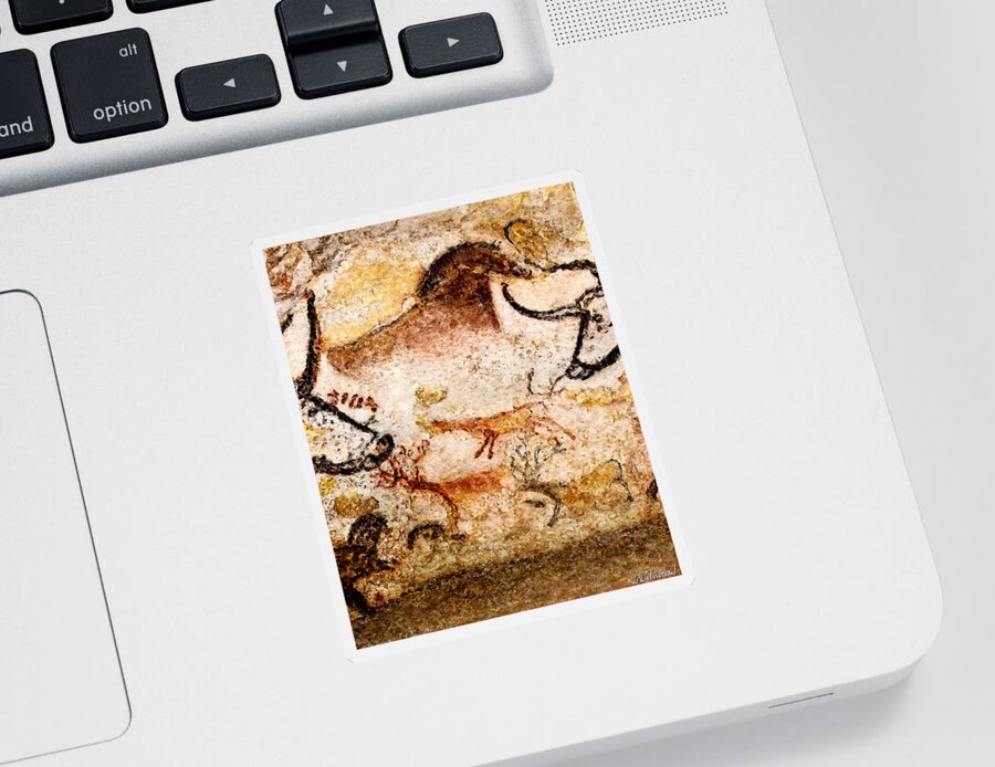 Lascaux Sticker featuring the photograph Lascaux Hall of the Bulls - Deer under Horse by Weston Westmoreland