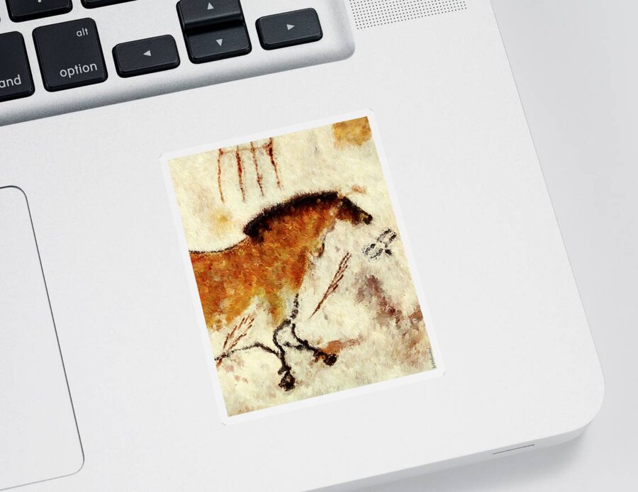 Lascaux Prehistoric Horse Sticker featuring the digital art Lascaux Prehistoric Horse Detail by Weston Westmoreland