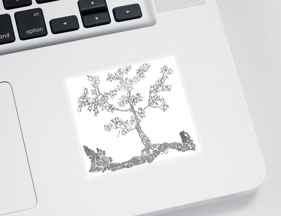 Tree Sticker featuring the painting Leafy Jewels by Regina Valluzzi