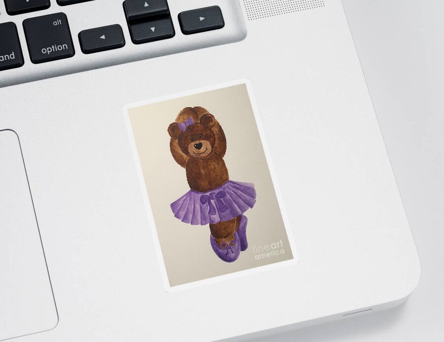 Teddy Bear Sticker featuring the painting Leah's Ballerina Bear 3 by Tamir Barkan