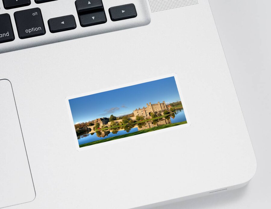Leeds Castle Sticker featuring the photograph Leeds Castle and Moat Reflections by Chris Thaxter