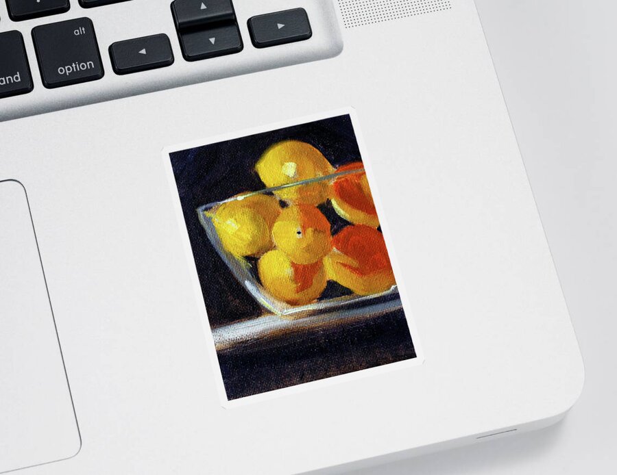 Citrus Fruit Painting Sticker featuring the painting Lemon Bowl by Nancy Merkle