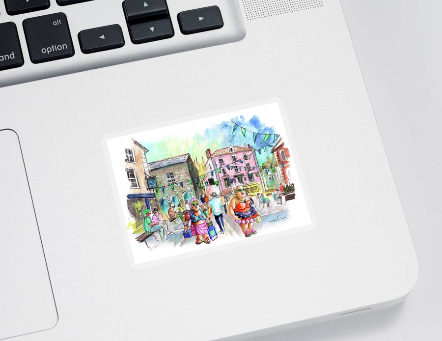 Travel Sticker featuring the painting Les Belles De Fowey 08 by Miki De Goodaboom