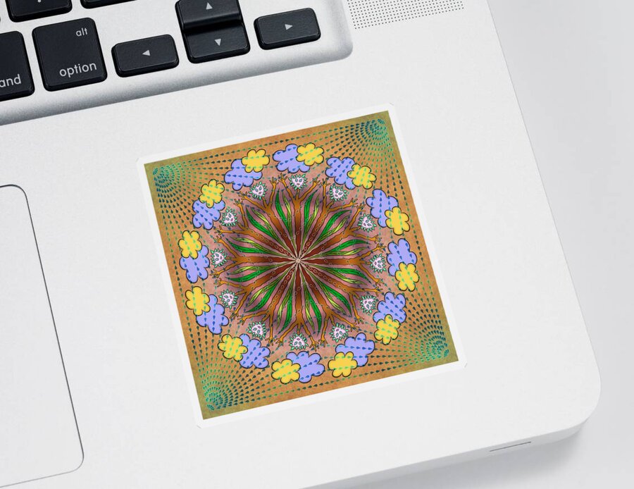 Whimsical Mandalas Sticker featuring the digital art Let It Rain by Becky Titus