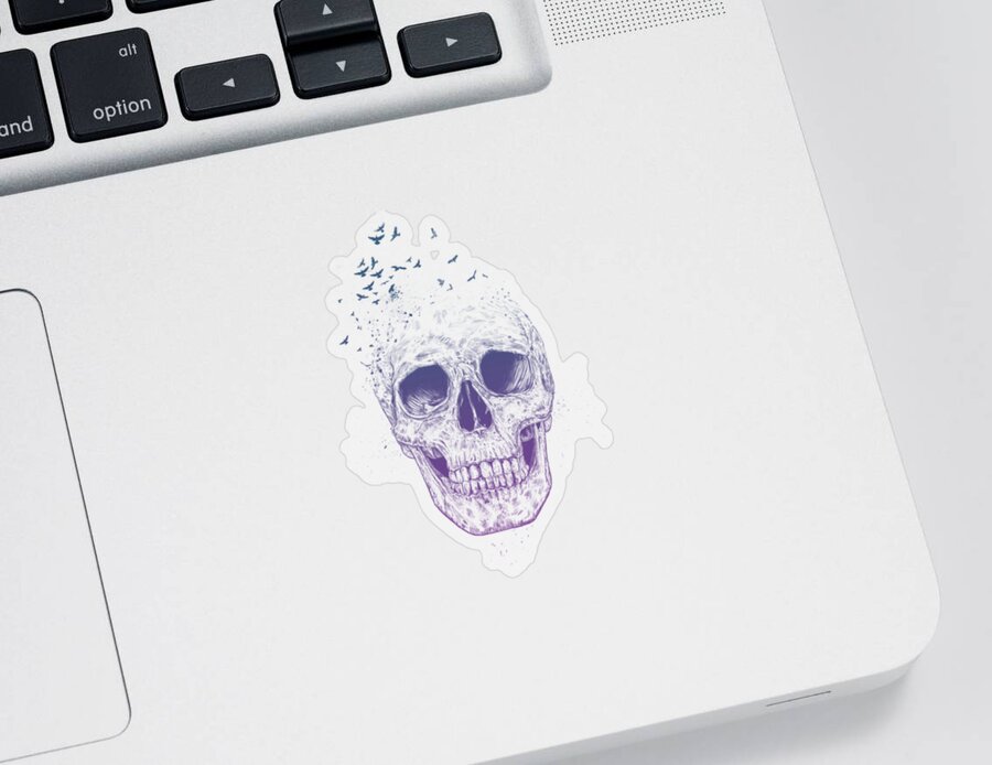 Skull Sticker featuring the mixed media Let them fly by Balazs Solti