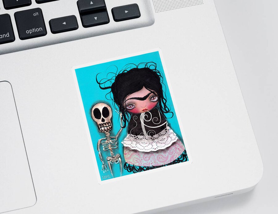 Frida Kahlo Sticker featuring the painting Lets go Dancing by Abril Andrade