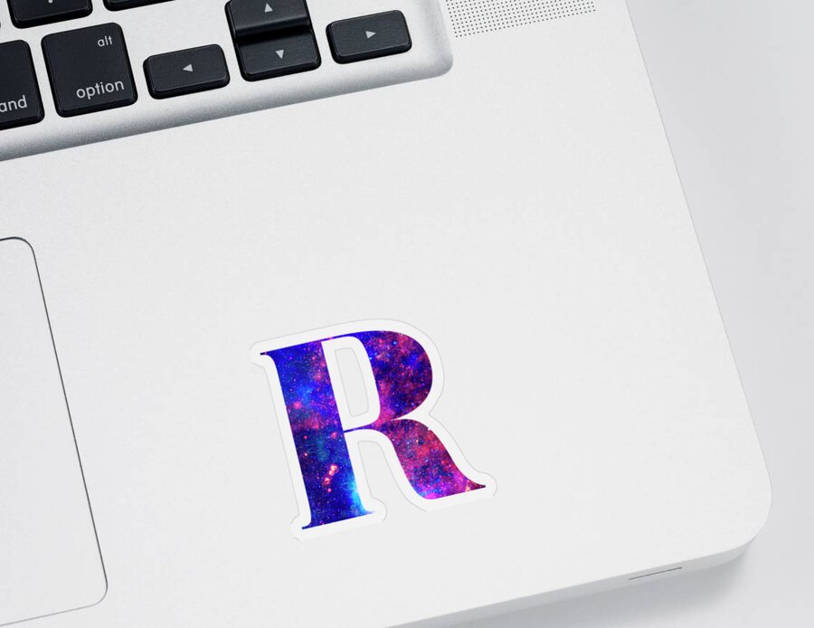 Letter Sticker featuring the painting Letter R galaxy in white background by Pablo Romero