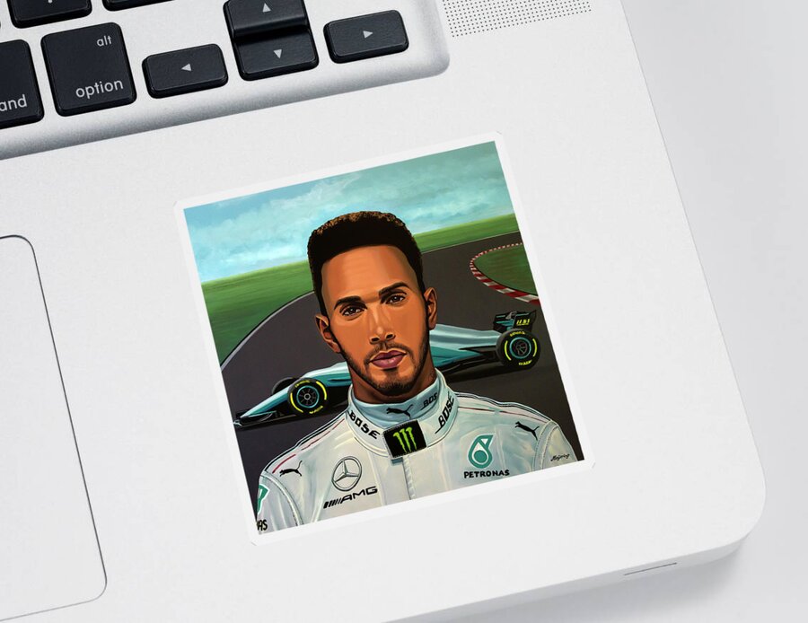 Sport Sticker featuring the painting Lewis Hamilton Painting by Paul Meijering