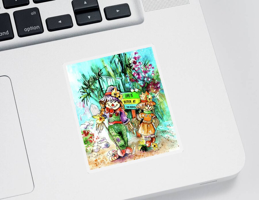 Travel Sticker featuring the painting Life Is Better At The Beach by Miki De Goodaboom