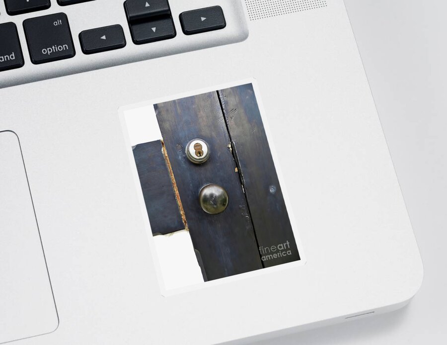 Door Sticker featuring the photograph Lighthouse Doorknob And Lock by D Hackett