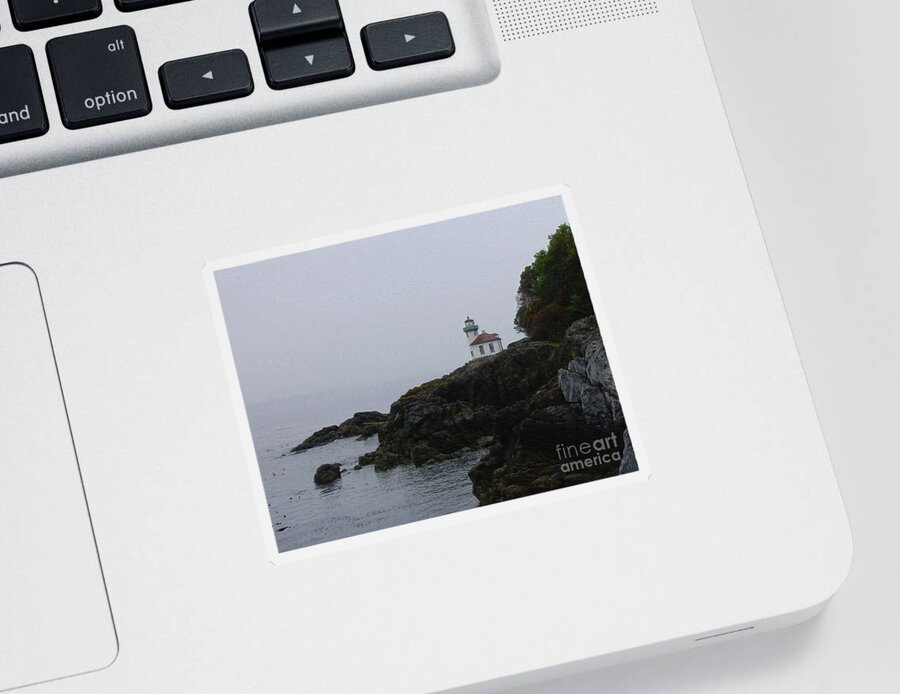 Lighthouse Sticker featuring the photograph Lighthouse on Rainy Day by Kae Cheatham