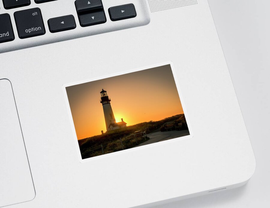 Yaquina Head Sticker featuring the photograph Lighthouse Sunset by Kristina Rinell