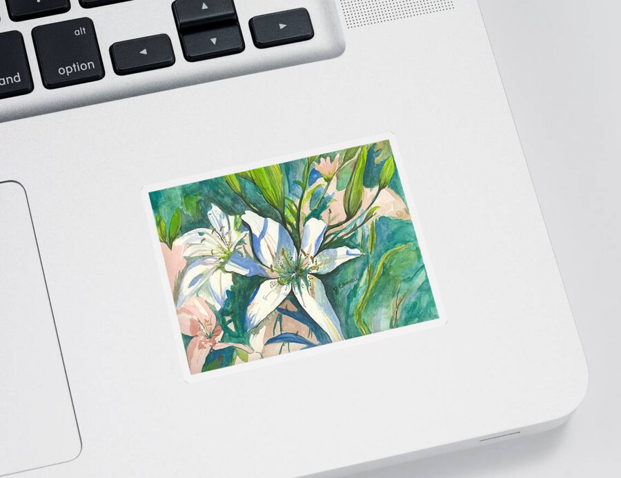 Two Sticker featuring the painting Lillies two by Darren Cannell