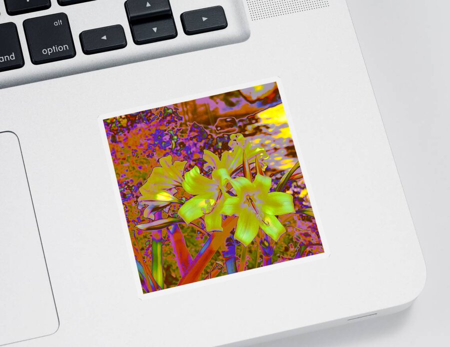 Summer Sticker featuring the photograph Lily Glow Yellow by M Diane Bonaparte