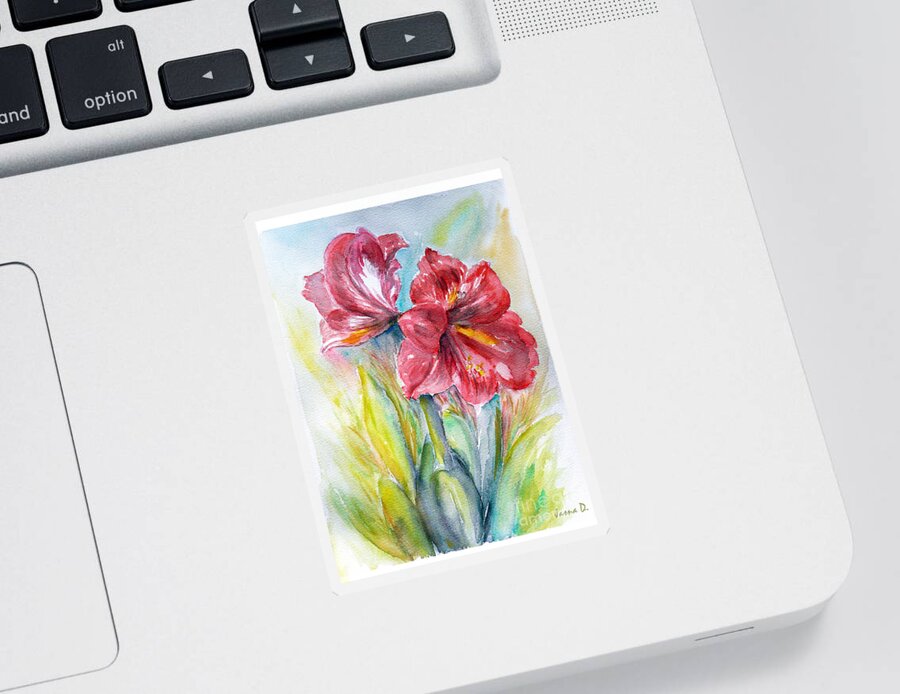 Lily Sticker featuring the painting Lily Red by Jasna Dragun
