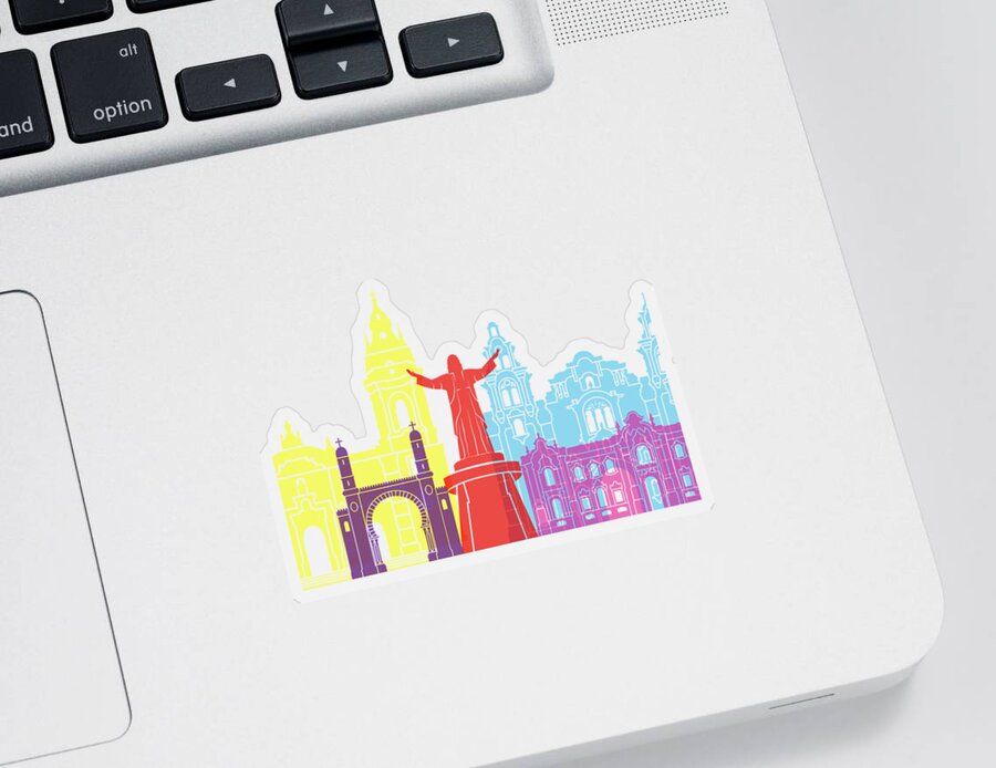 Lima Sticker featuring the painting Lima skyline pop by Pablo Romero