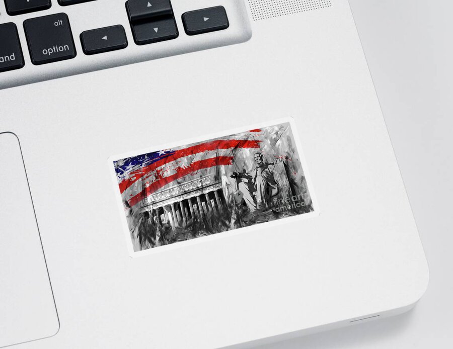 American Sticker featuring the painting Lincoln Abe by Gull G